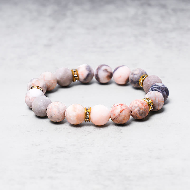 Wear FengShui Anxiety Stress Healing Crystal Zebra Jasper Bead Bracelet