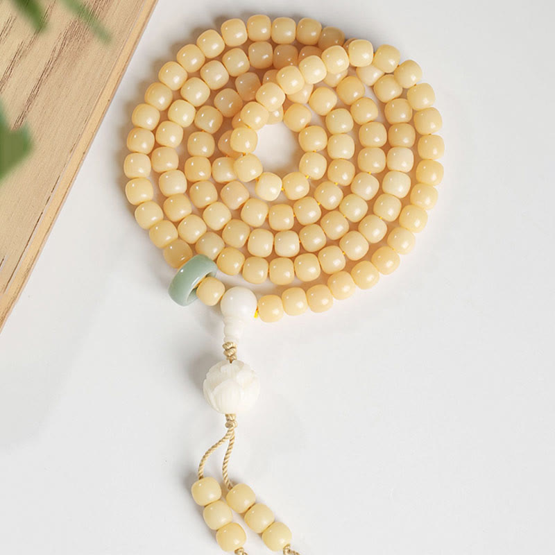Wear FengShui Natural Bodhi Seed Lotus Dzi Bead Peace Harmony Charm Bracelet