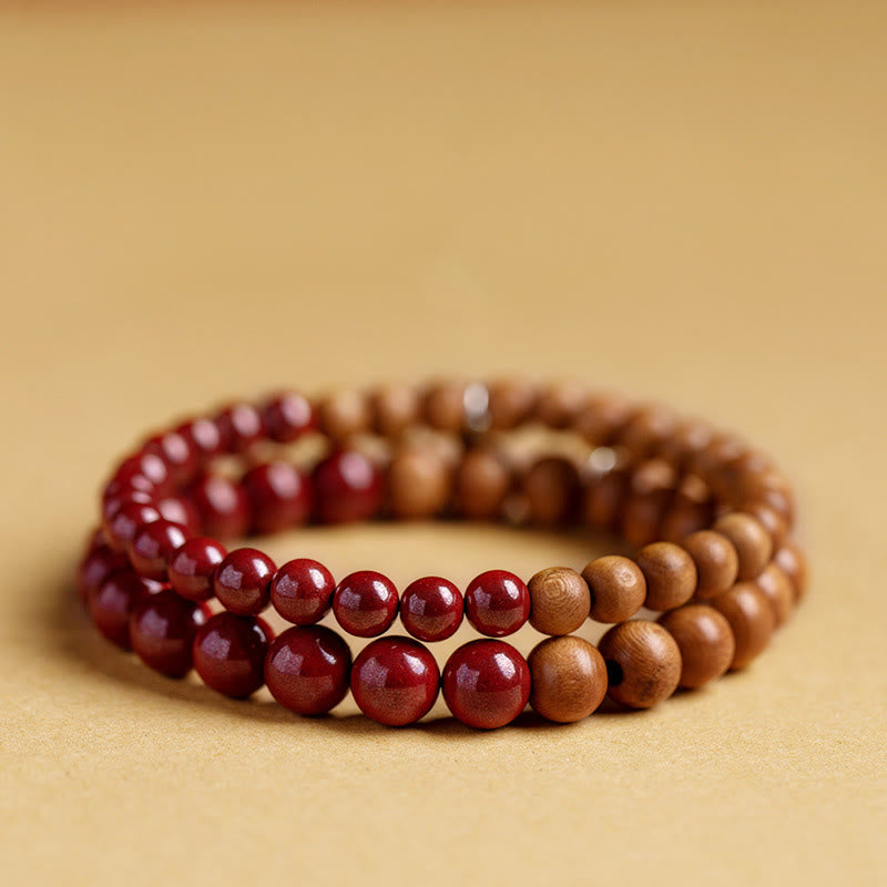 Wear FengShui 925 Sterling Silver Peach Wood Cinnabar Ward Off Evil Spirits Bracelet