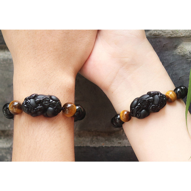 Wear FengShui FengShui PiXiu Rainbow Obsidian Tiger Eye Wealth Bracelet