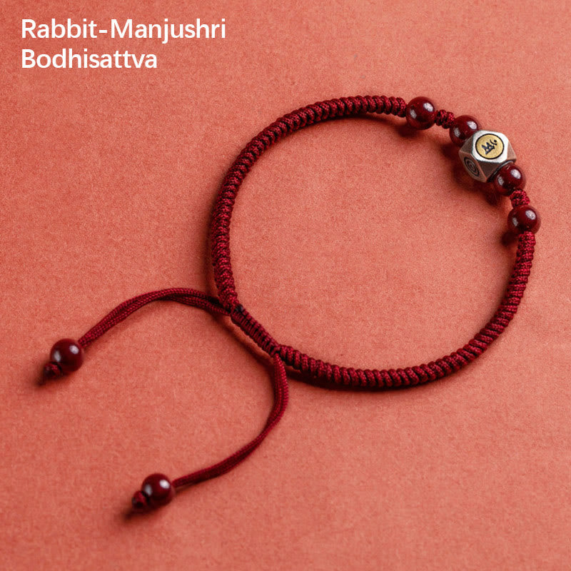 Wear FengShui 925 Sterling Silver Chinese Zodiac Natal Buddha Cinnabar Calm Bracelet