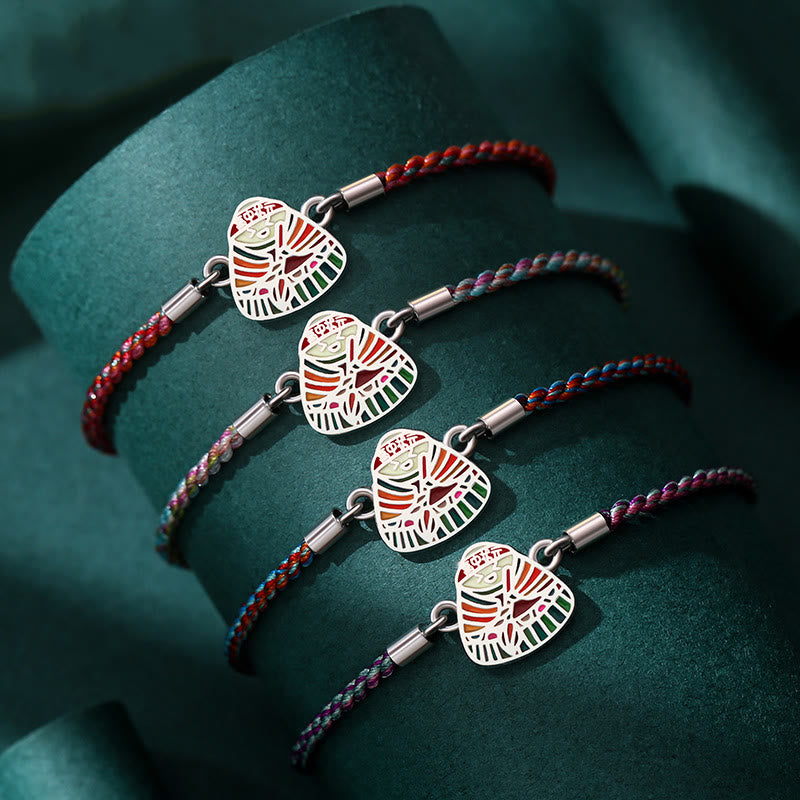 Wear FengShui 925 Sterling Silver Zongzi Pattern Luck Multicolored Handcrafted Bracelet