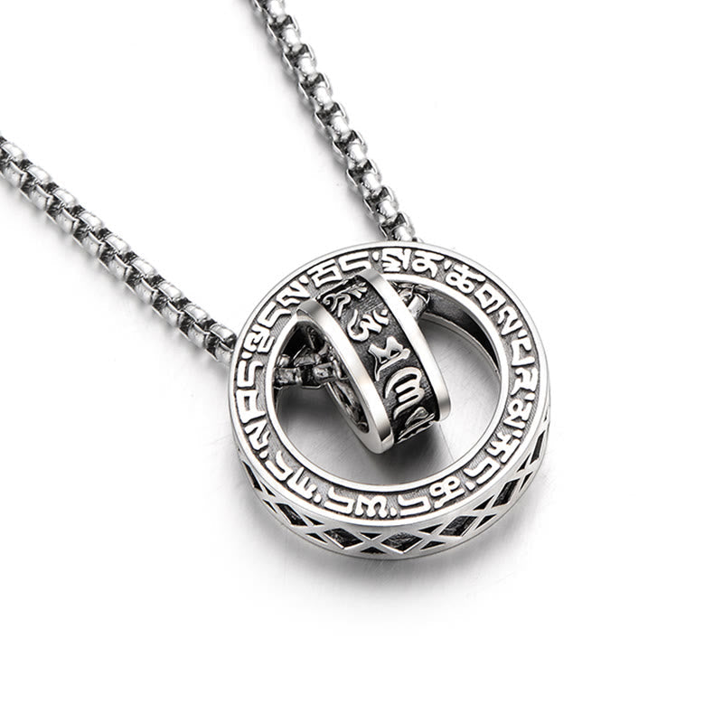 Wear FengShui Tibetan Om Mani Padme Hum Carved Peace Purity Chain Necklace Pendant