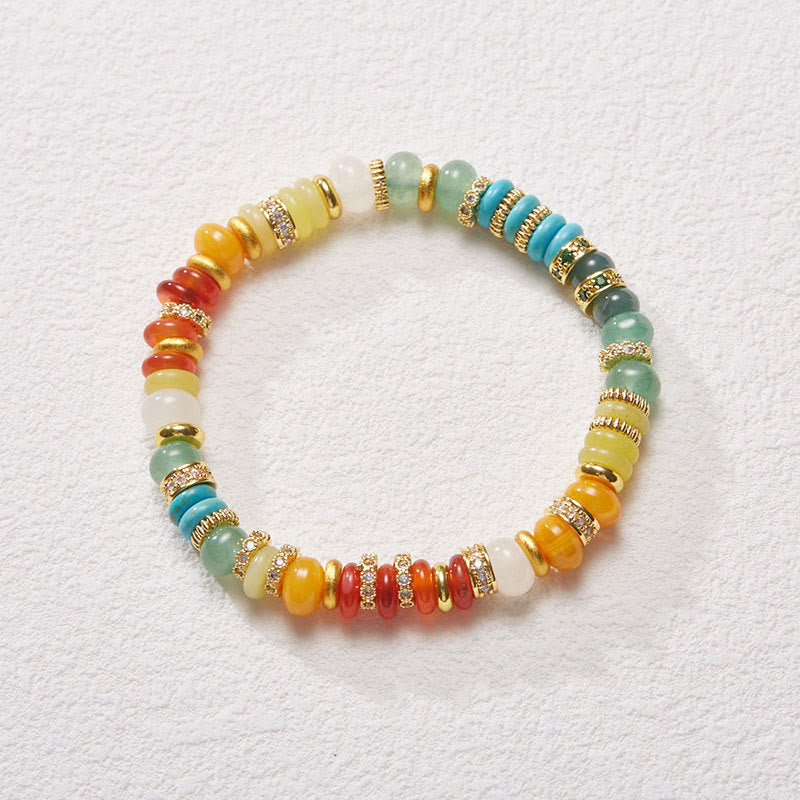 Wear FengShui Natural Red Agate Jade Rainbow Confidence Bracelet