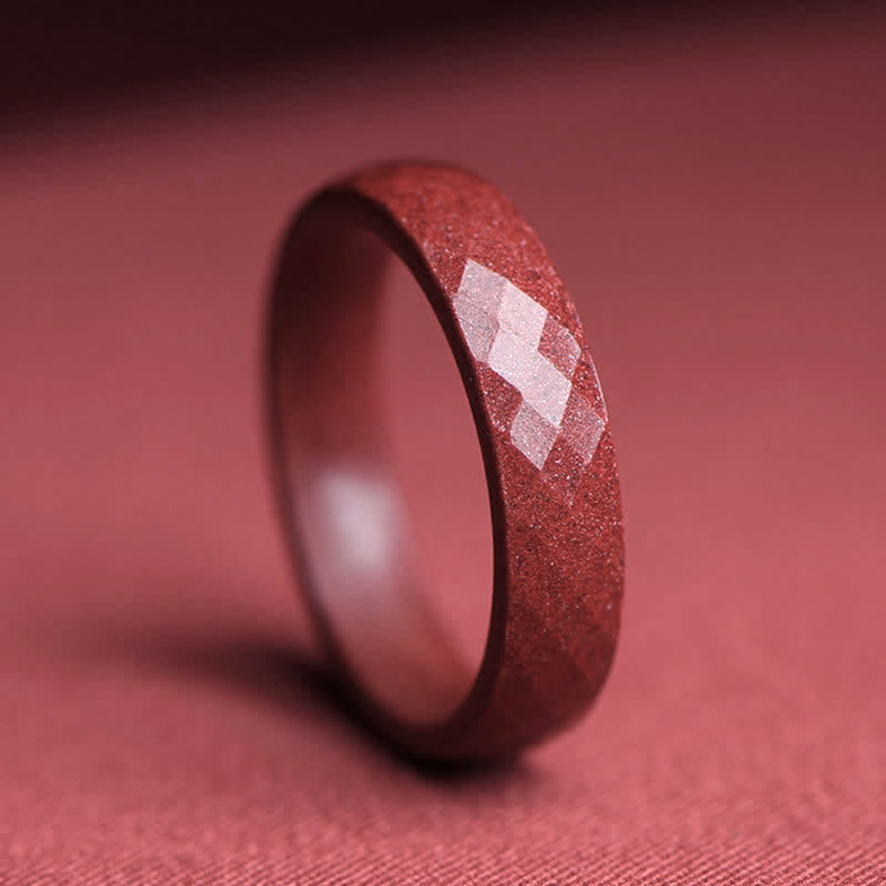 Wear FengShui Cinnabar Om Mani Padme Hum Auspicious Clouds Blessing Ring