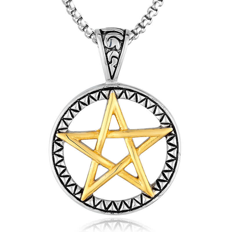 Wear FengShui Pentagram Titanium Steel Balance Necklace Pendant