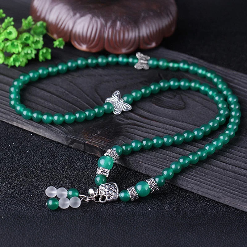 Wear FengShui Natural Green Agate Butterfly Support Bracelet