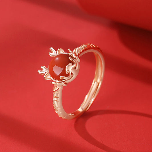 ❗❗❗A Flash Sale- Wear FengShui 925 Sterling Silver Year of the Dragon Cinnabar Red Agate Dragon Protection Bracelet Necklace Pendant Earrings Ring