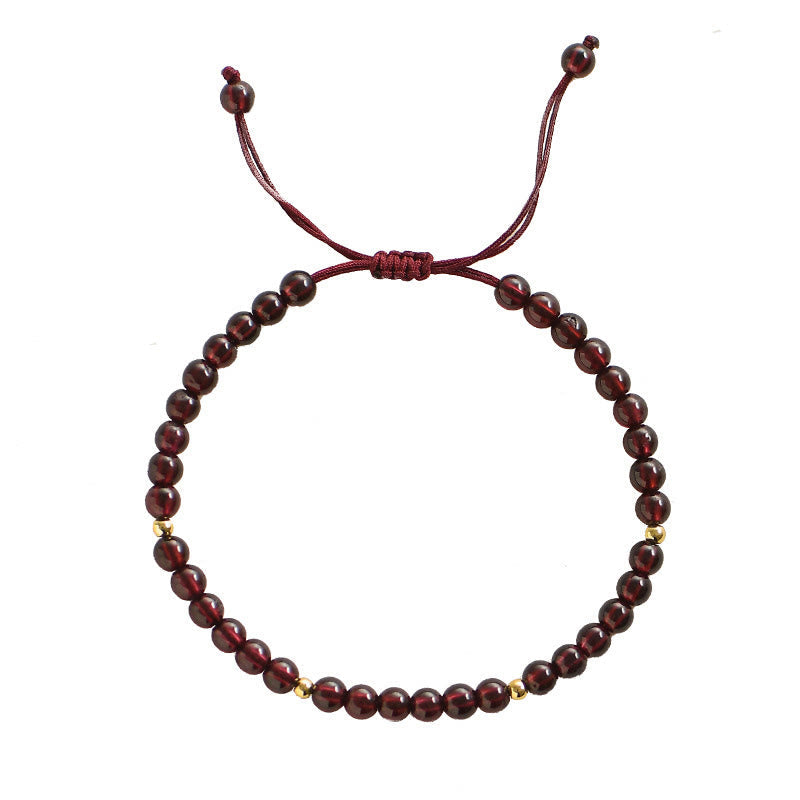 Wear FengShui Natural Garnet Golden Beads Stability Bracelet