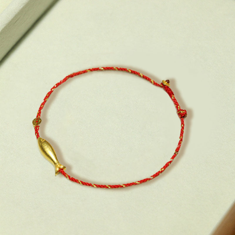 Wear FengShui 14K Gold Plated Koi Fish Luck Wealth Braided Bracelet