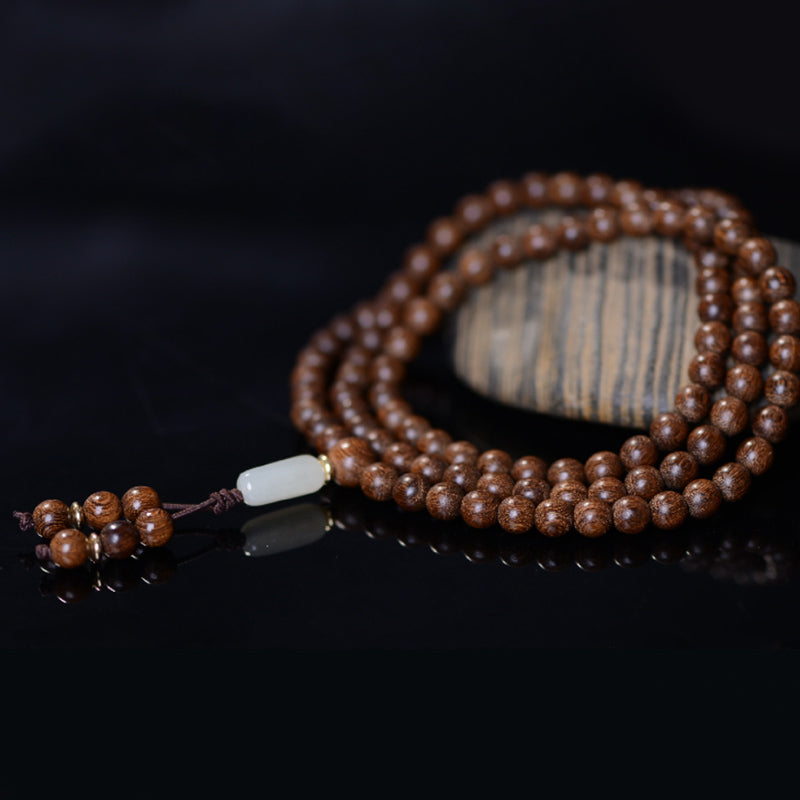 Wear FengShui 108 Mala Beads Rosewood Jade Calm Bracelet