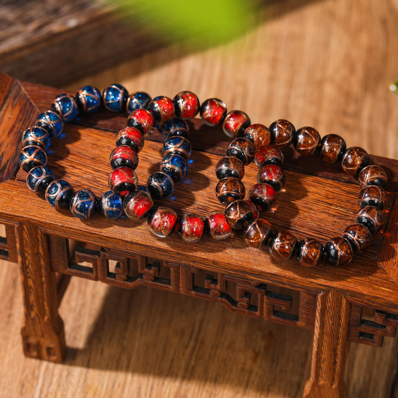 Wear FengShui Tibetan Classic Liuli Glass Bead Luck Wealth Bracelet