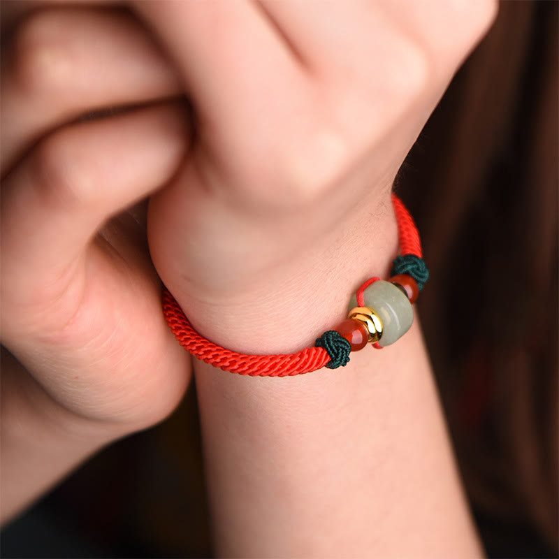 Wear FengShui Tibetan Green Aventurine Luck Braid String Bracelet