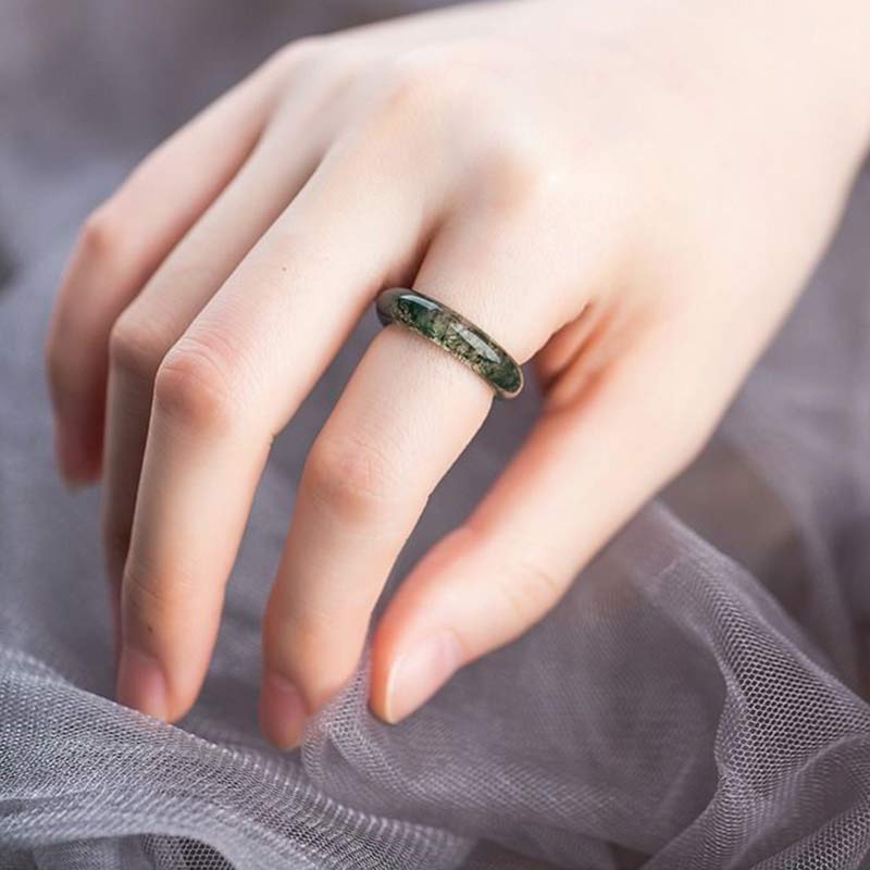 Wear FengShui Moss Agate Healing Balance Ring
