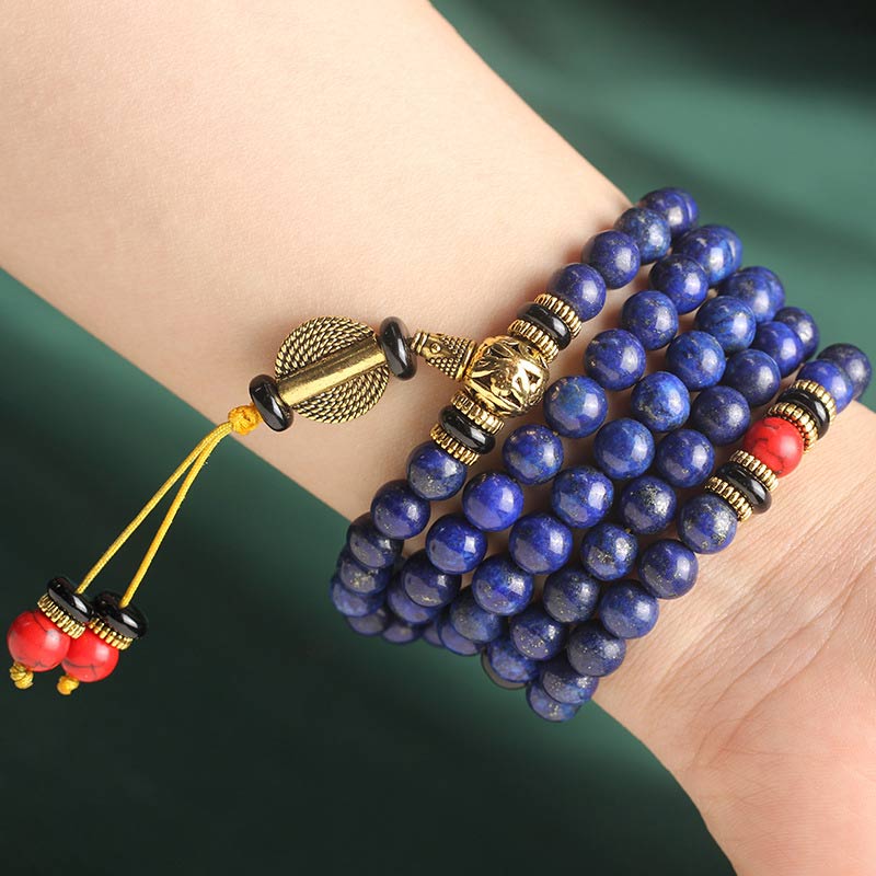 Wear FengShui Tibetan Mala Lapis Lazuli Lazurite Positive Bracelet