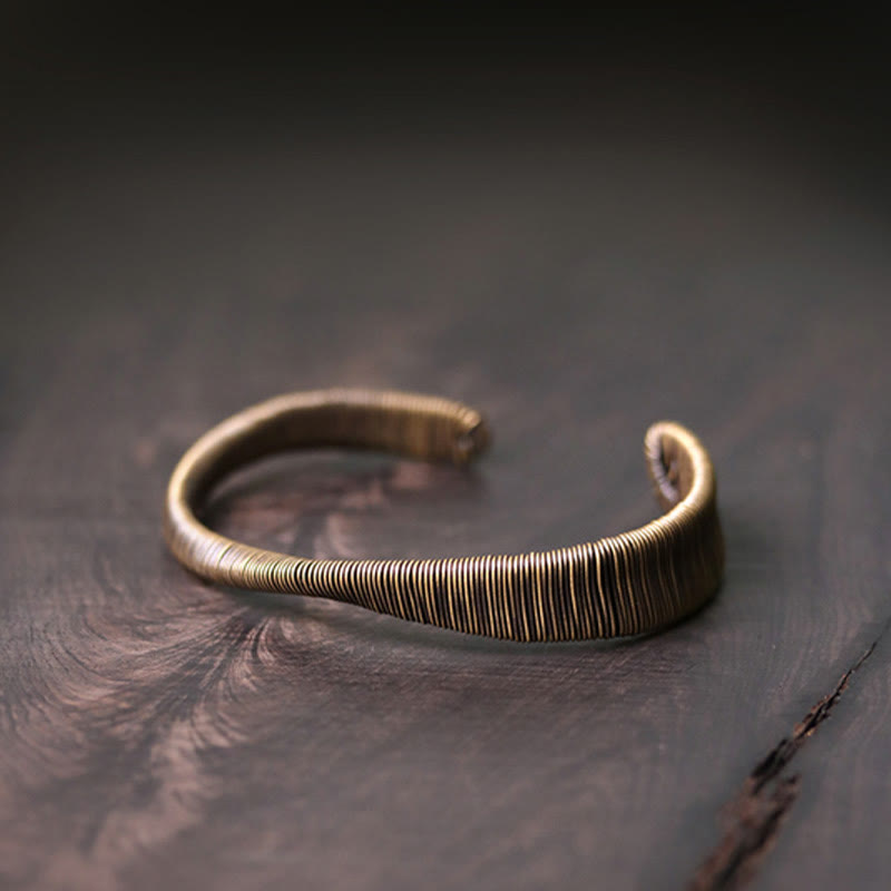 Wear FengShui Simple Design Wrapped Brass Copper Luck Wealth Adjustable Cuff Bracelet