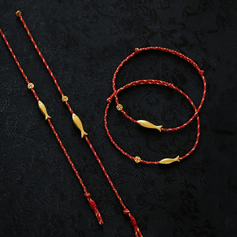 Wear FengShui 14K Gold Plated Koi Fish Luck Wealth Braided Bracelet
