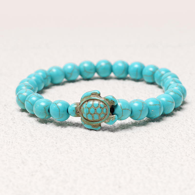 Wear FengShui Natural Stone Sea Turtle Turquoise Blessing Bracelet