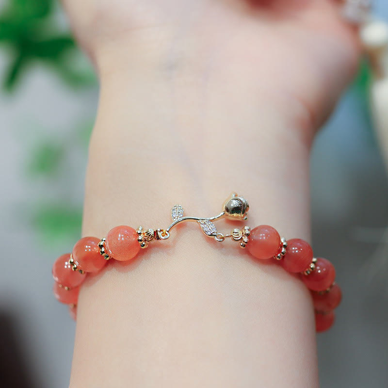 Wear FengShui Natural Red Agate Rose Confidence Calm Chain Bracelet