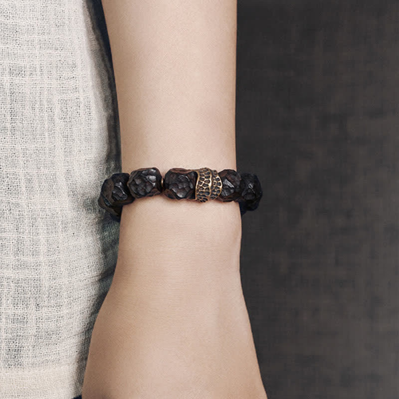 Wear FengShui Ebony Wood Copper Peace Balance Couple Bracelet