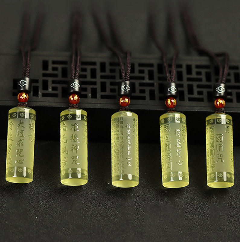 Wear FengShui Heart Sutra Citrine Happiness Strength Necklace Pendant
