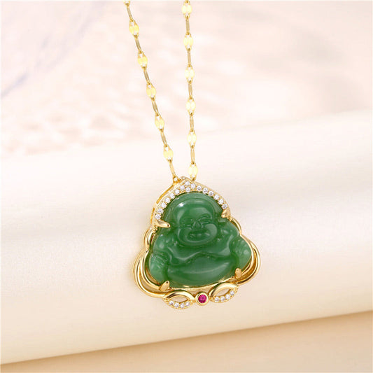 Wear FengShui Natural Laughing Buddha Peace Necklace
