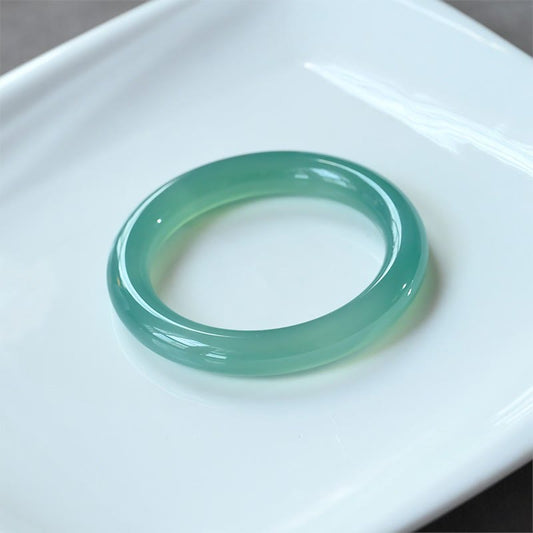Wear FengShui Natural Green Chalcedony Strength Bangle Bracelet