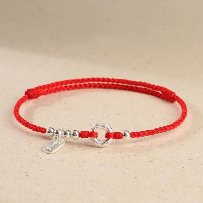 Wear FengShui 925 Sterling Silver Auspicious Clouds Peace Buckle Safe And Sound Bracelet Anklet