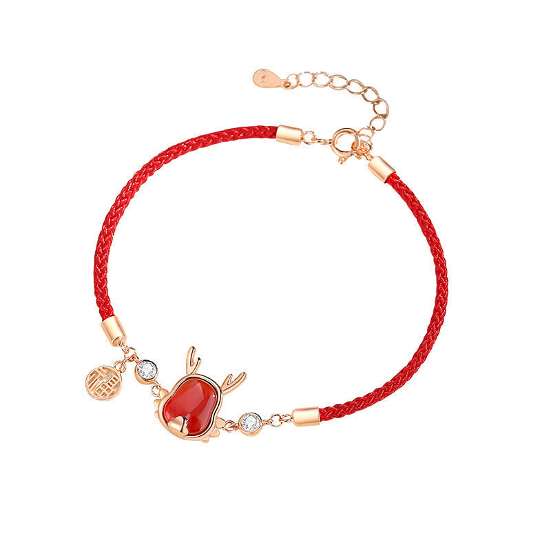 ❗❗❗A Flash Sale- Wear FengShui 925 Sterling Silver Year of the Dragon Natural Red Agate Dragon Attract Fortune Fu Character Strength Bracelet Necklace Pendant Earrings