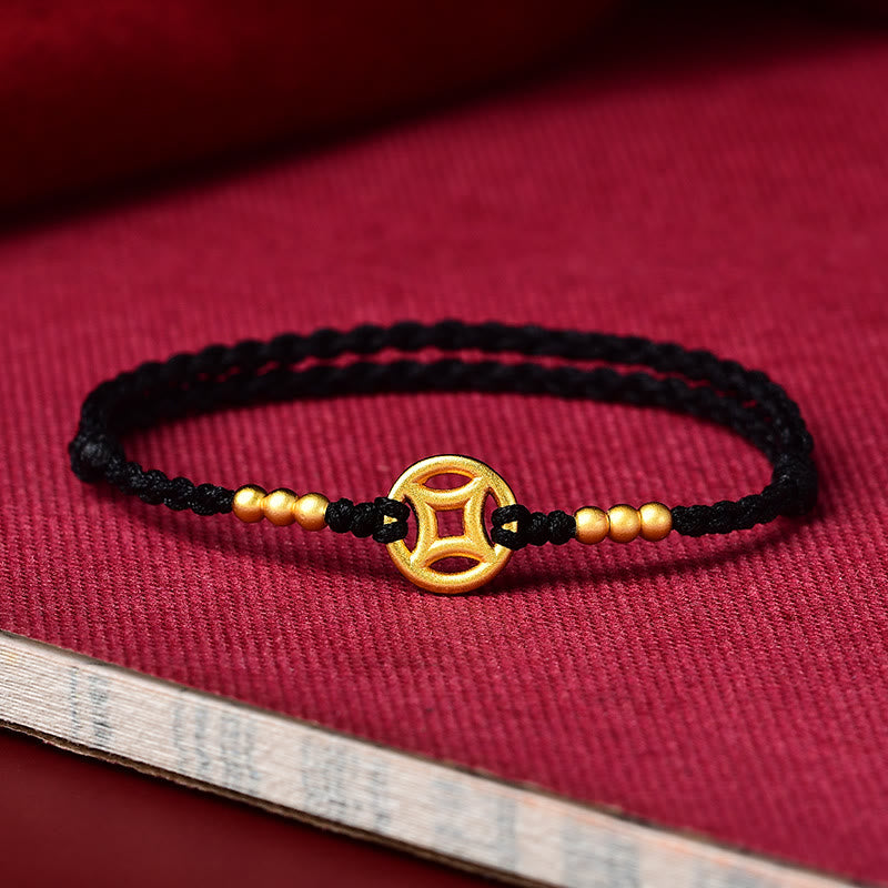 Wear FengShui Copper Coin Strength Braided String Bracelet Anklet