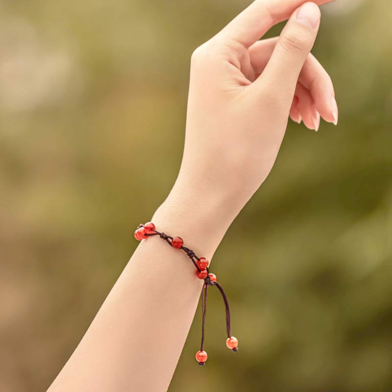 Wear FengShui Red Agate Moss Agate Cinnabar Calm Bracelet