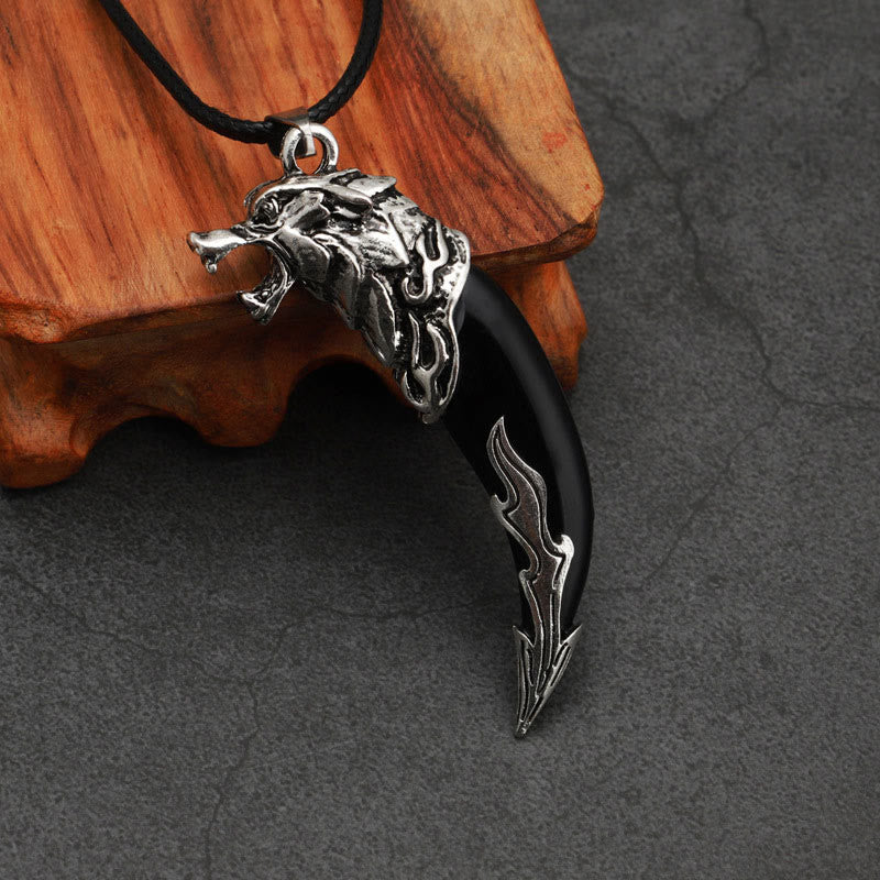 Wear FengShui Imitation Wolf Tooth Titanium Steel Balance Necklace Pendant