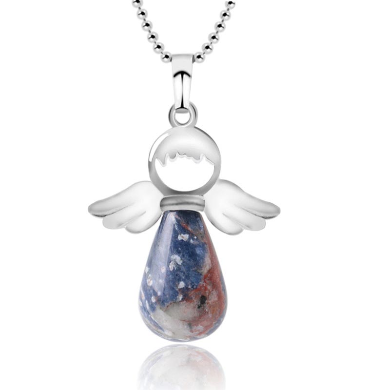 Wear FengShui Little Angel Wings Natural Crystal Luck Necklace Pendant