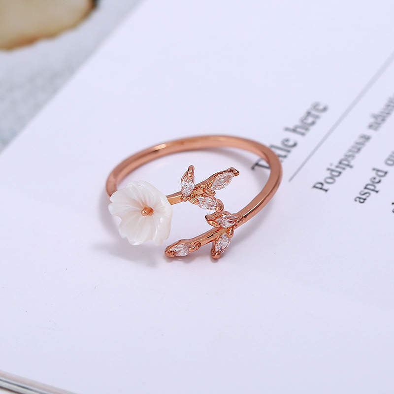 Wear FengShui Plum Blossom Leaf Pattern Copper Luck Ring