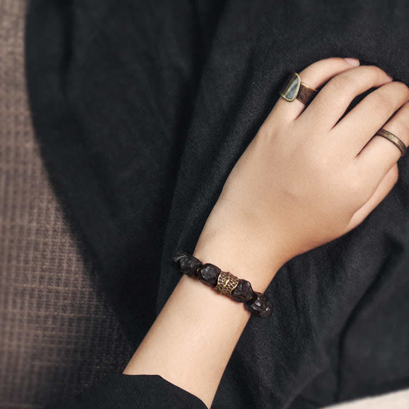 Wear FengShui Ebony Wood Copper Peace Balance Couple Bracelet