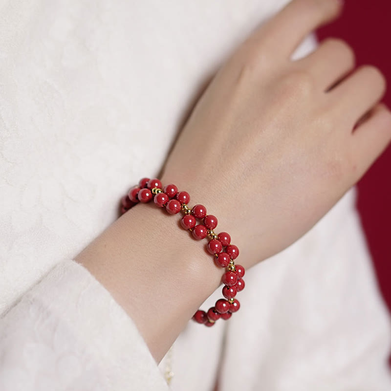 Wear FengShui Natural Cinnabar Beaded Blessing Bracelet