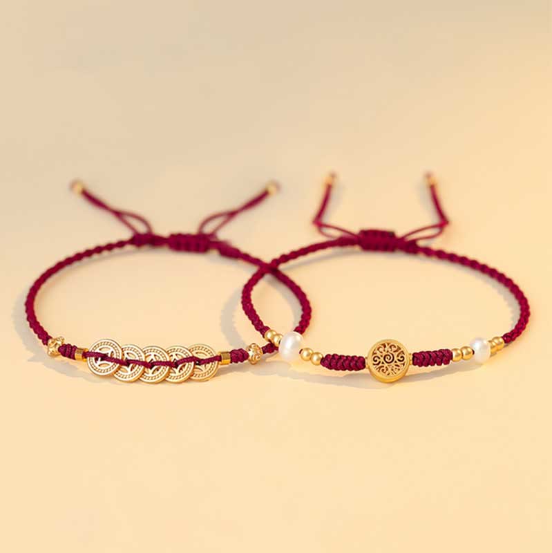 Wear FengShui Copper Coin Fortune Tree Luck Strength Braided Bracelet