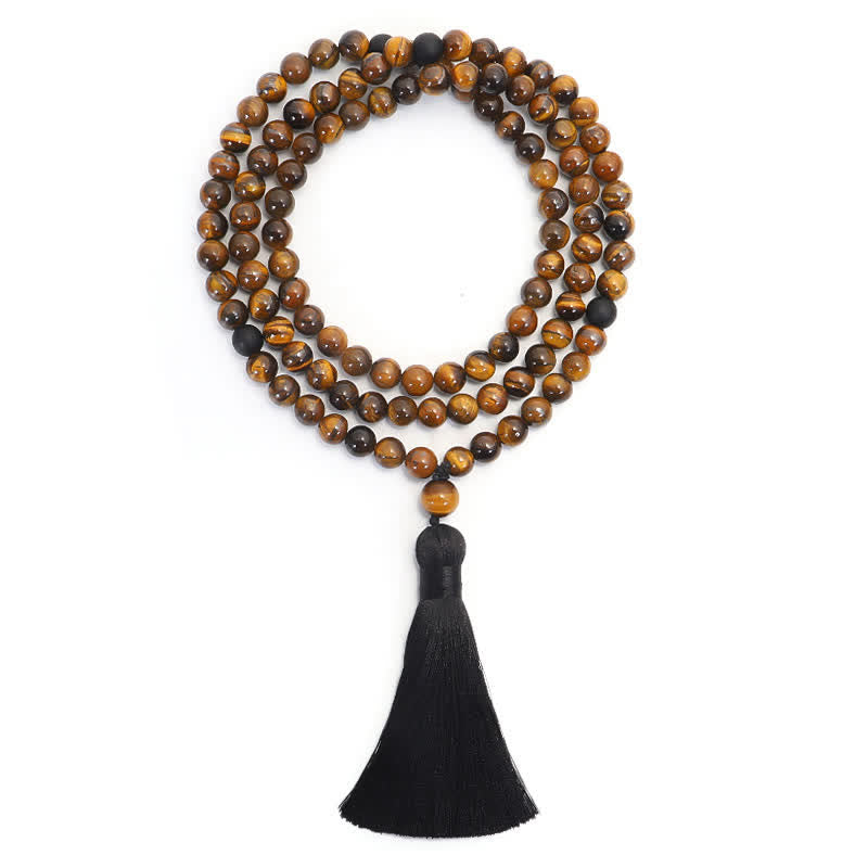 Wear FengShui 108 Beads Mala Tiger Eye Protection Tassel Bracelet