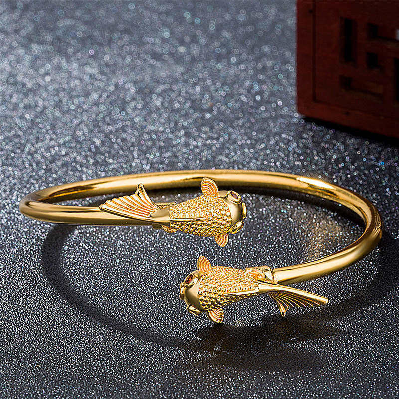 Wear FengShui Double Koi Fish Copper Prosperity Wealth Bracelet