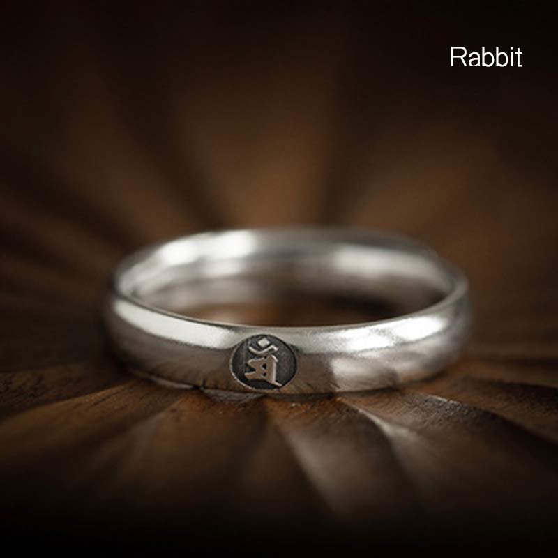 Wear FengShui 925 Sterling Silver Chinese Zodiac Natal Buddha Blessing Couple Ring