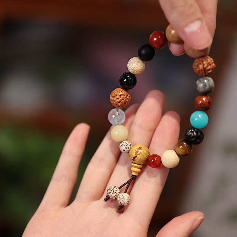Wear FengShui Bodhi Seed Agate Wisdom Harmony Wrist Mala Bracelet