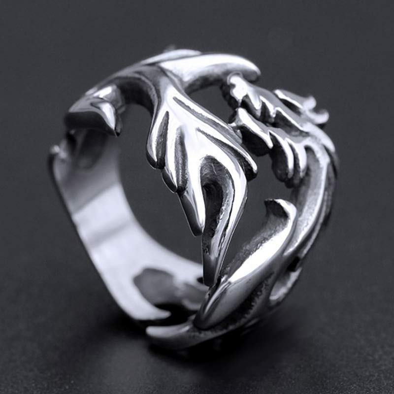 Wear FengShui Dragon Pattern Protection Strength Adjustable Ring
