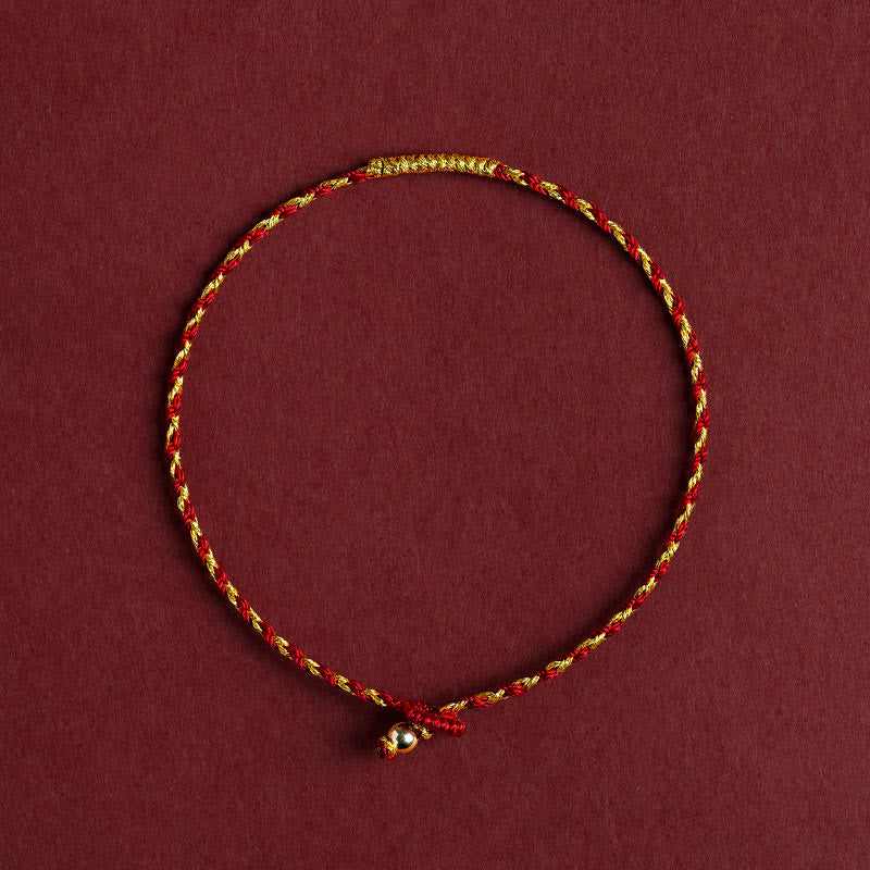 Wear FengShui 14K Gold Plated Handmade Red Gold Rope King Kong Knot Braided Luck Bracelet