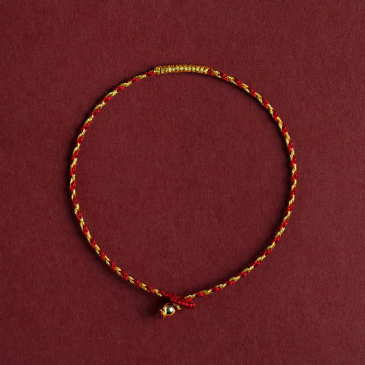 Wear FengShui 14K Gold Plated Handmade Red Gold Rope King Kong Knot Braided Luck Bracelet