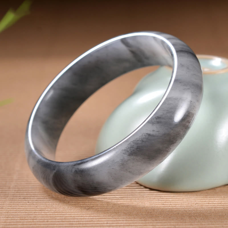 Wear FengShui Natural Ink Color Golden Silk Jade Wealth Bracelet Bangle
