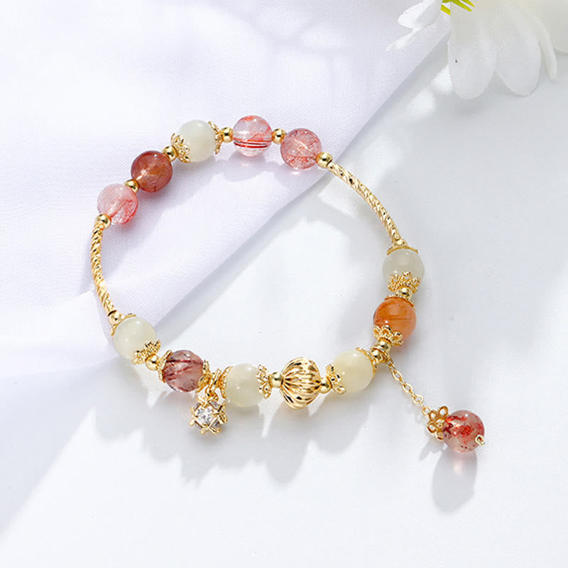 Wear FengShui Colorful Rutilated Quartz Cat Eye Zircon Auspiciousness Bead Bracelet