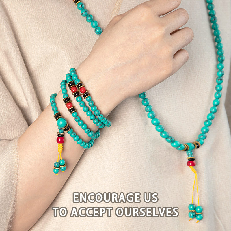 Wear FengShui Tibetan Turquoise Healing Mala Bracelet