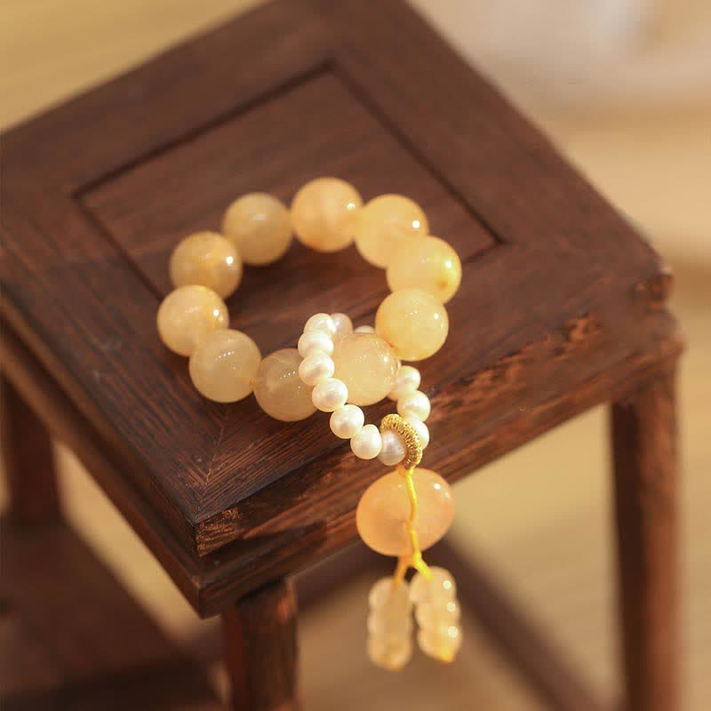 Wear FengShui Citrine Peace Buckle Prosperity Happiness Wrist Mala