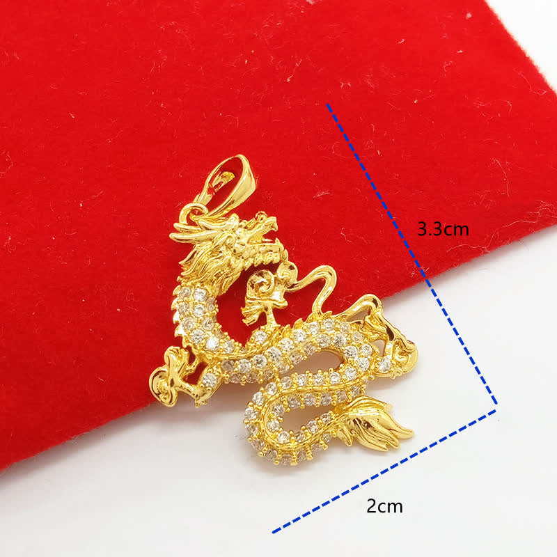 Wear FengShui Gold Dragon Protection Necklace Pendant