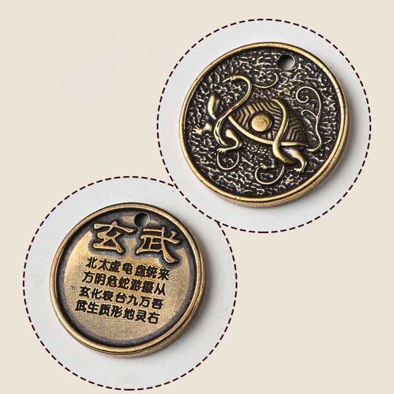Wear FengShui Four Symbols Azure Dragon White Tiger Vermilion Bird Black Tortoise Key Chain